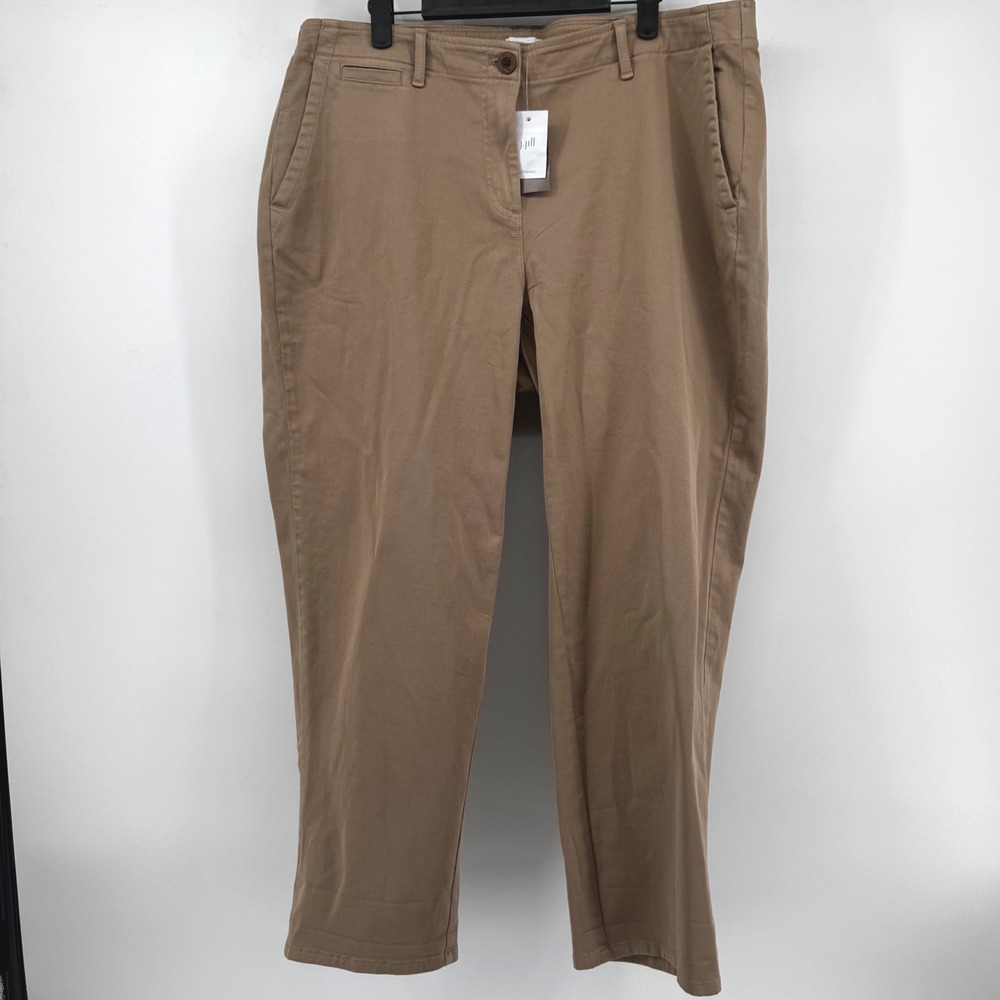J. Jill Wearever Chino Pants Light Shiitake Brown Straight Leg 18P Petite NEW